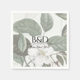 Magnolia Garden Wedding Monogram Cocktail Napkins Serviette