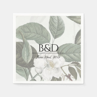 Magnolia Garden Wedding Monogram Cocktail Napkins Serviette