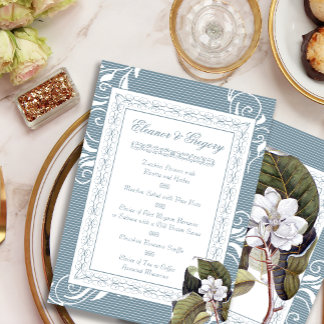 Magnolia Gedeckte Hochzeitsmenüs Menükarte