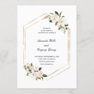 Magnolia Geometric Romance Wedding Einladung