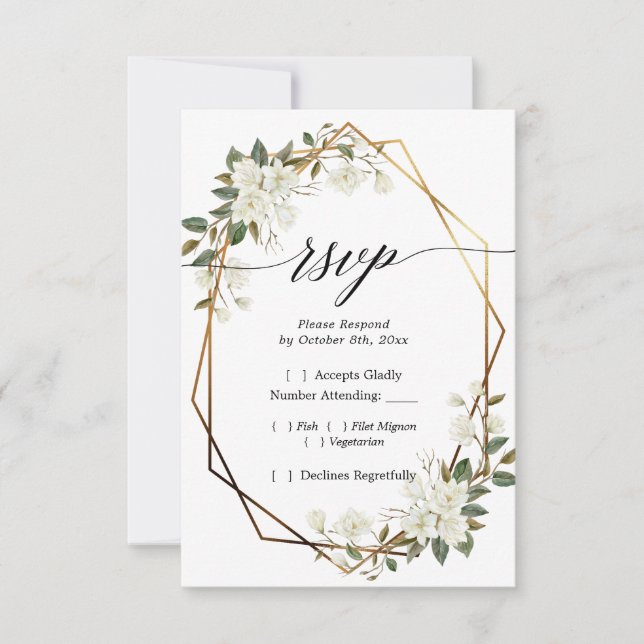 Magnolia-geometrische Rahmen-UAWG RSVP Karte (Vorderseite)