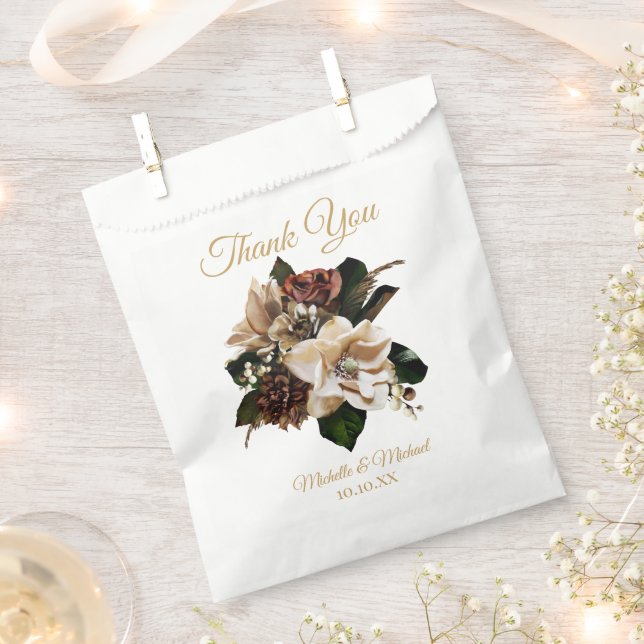Magnolia Gold und Schwarze Flora Vielen Dank für I Geschenktütchen (Ausgeschnitten)