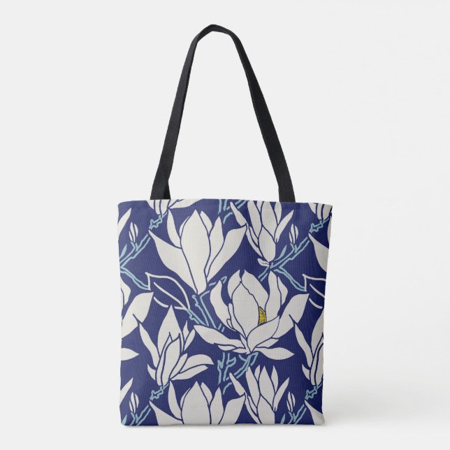 Magnolia-Grafik im Indigo-Muster (Rückseite)