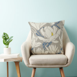 Magnolia graphic in gray pattern kissen