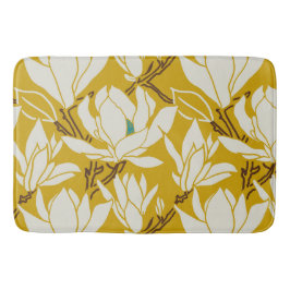 Magnolia graphic in mustard pattern badematte