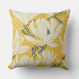 Magnolia graphic in yellow pattern kissen