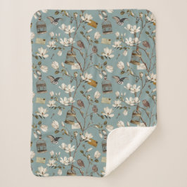 Magnolia Grove with Owls in Duck egg blue Sherpadecke