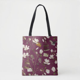 Magnolia Grove with Owls in Mulberry Red