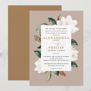 Magnolia Hochzeit Einladung   hellbraun