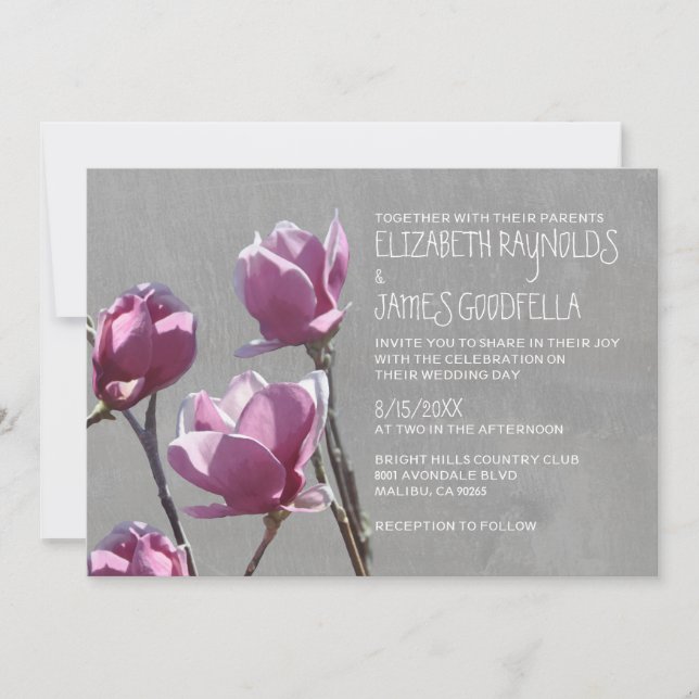 Magnolia Hochzeit Einladungen (Vorderseite)