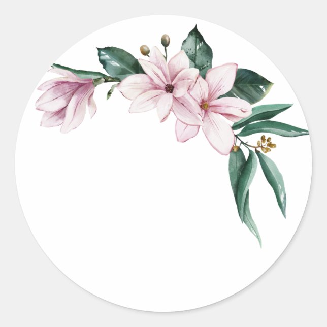Magnolia Hochzeitsticker Verpackung transparent Runder Aufkleber (Vorderseite)