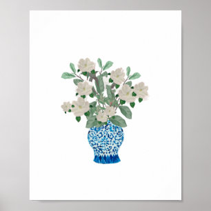 Magnolia Magnolias Blue Ginger Jars Jar Poster