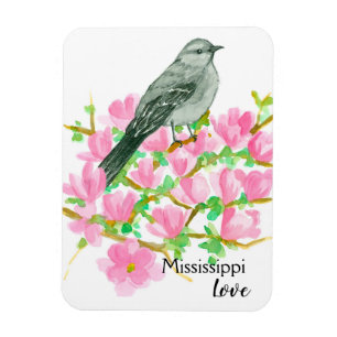 Magnolia Mississippi Liebe Mockingbird Magnet