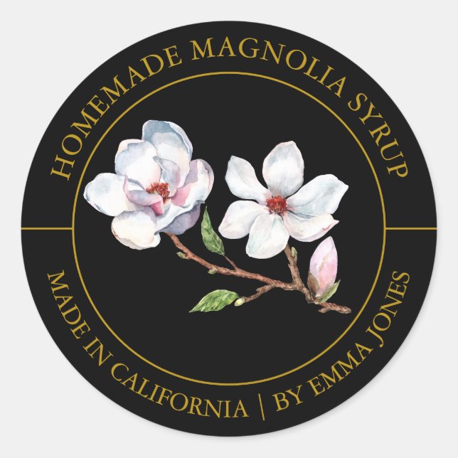 Magnolia Modernes Label Runder Aufkleber (Vorderseite)