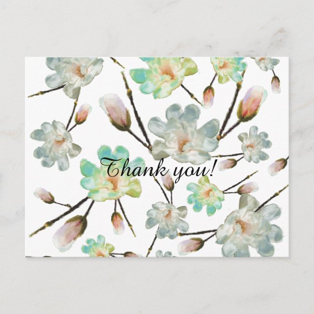 Magnolia Muster Danke Postcard Postkarte (Vorderseite)