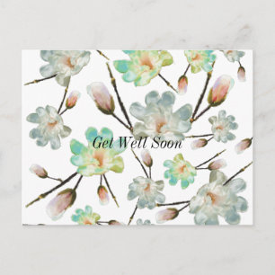 Magnolia-Muster-Gute-Besserung-Postkarte Postkarte