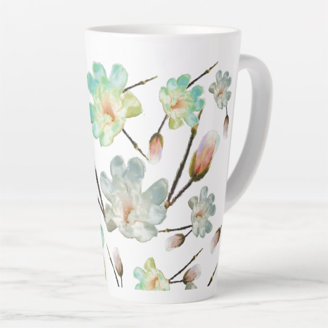 Magnolia Muster Latte Tasse (Rechte Ecke)