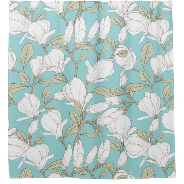 Magnolia Pattern Duschvorhang (Vorderseite)