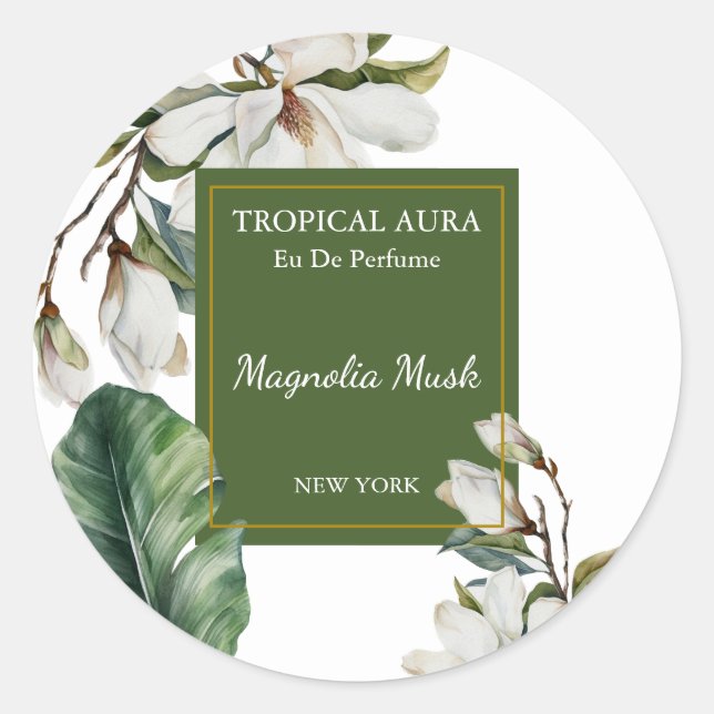 Magnolia Perfume Label Runder Aufkleber (Vorderseite)