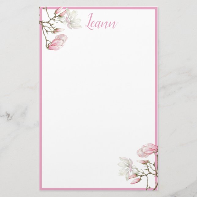 Magnolia Personalisiert Stationery Briefpapier (Vorderseite)