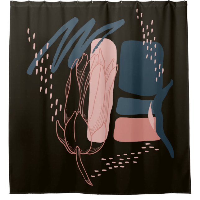 Magnolia Pink Bloom Minimal Abstrakt Duschvorhang (Vorderseite)