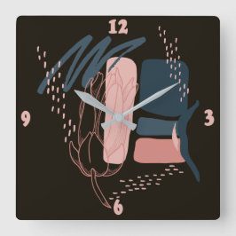 Magnolia Pink Bloom Minimal Abstrakt Quadratische Wanduhr