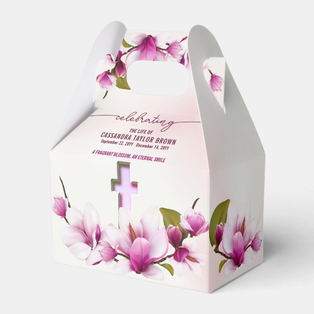 Magnolia Pink Floral Beerdigung Geschenkschachtel (Vorderseite)