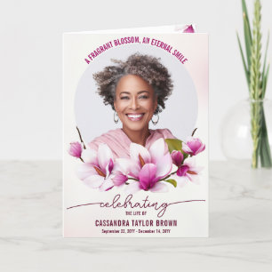 Magnolia Pink Floral Funeral Programm