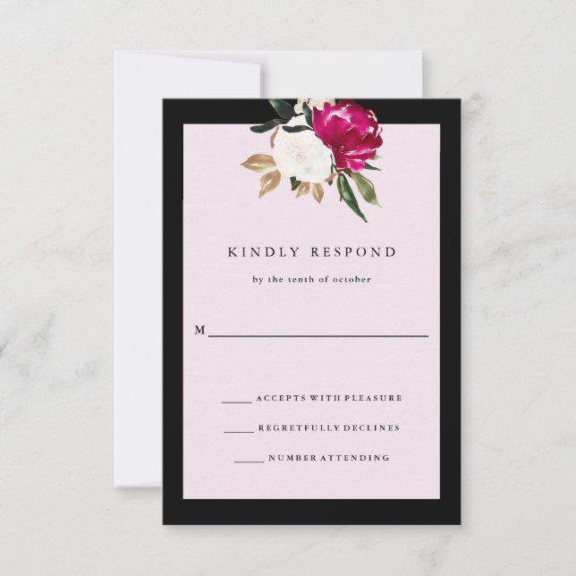 Magnolia | Reaktion auf Hochzeiten rot RSVP Karte (Vorderseite)