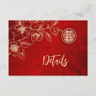 Magnolia Red Chinese Wedding Details Begleitkarte