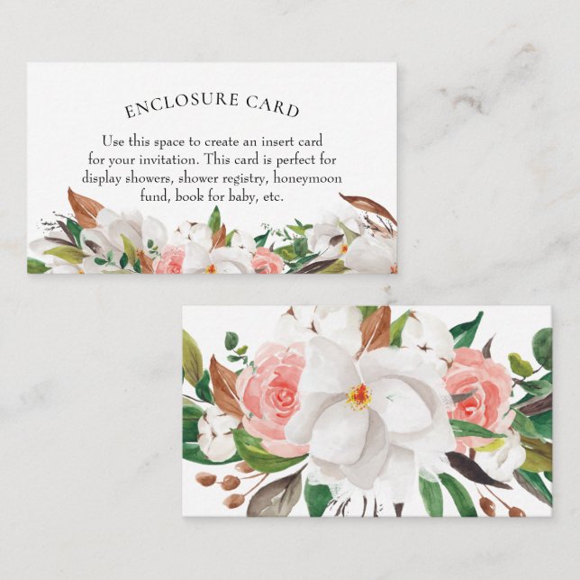Magnolia Rose Cotton Enclosure Card Visitenkarte (Vorne/Hinten)