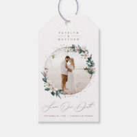 Magnolia & Rose Gold Circle Foto Save the Date