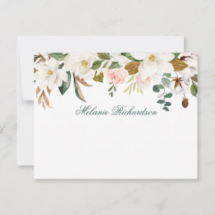 Magnolia Rose Personalisiertes Grün Mitteilungskarte