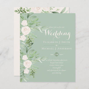 Magnolia Sage Green Floral Wedding lädt das Budget