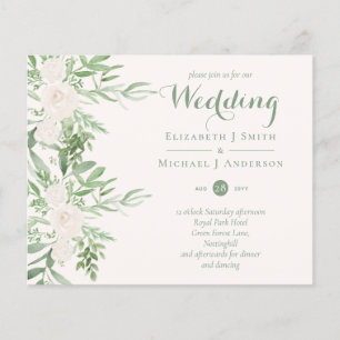 Magnolia Sage Green Floral Wedding lädt das Budget