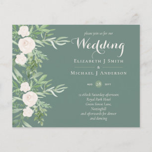 Magnolia Sage Green Floral Wedding lädt das Budget Flyer