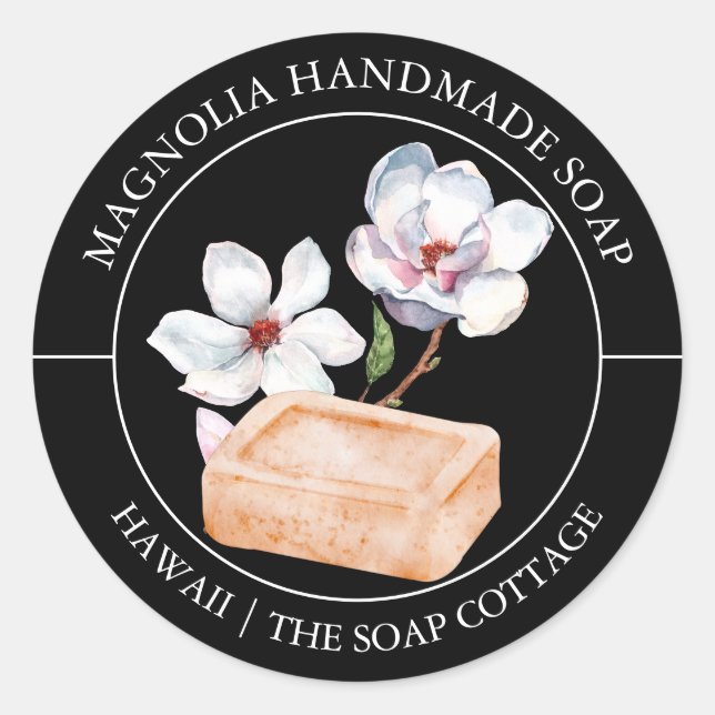 Magnolia-Seifenlabel Runder Aufkleber (Vorderseite)