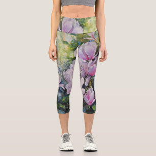 Magnolia Serenity – Florale Kunst von Lukian Capri Leggings