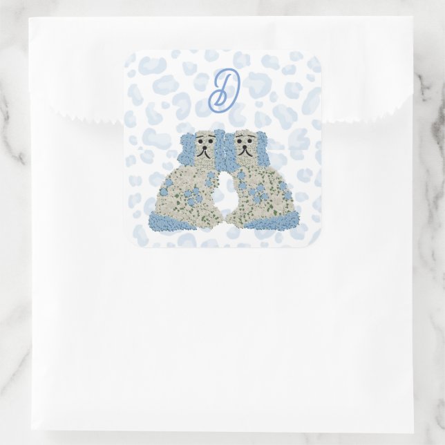 Magnolia Staffordshire Dogs Ginger Jars Jar Quadratischer Aufkleber (Tasche)