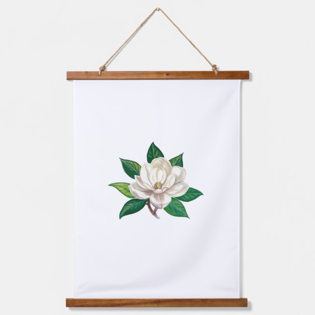 Magnolia Tapestry Wandteppich Mit Holzrahmen (Vorderseite)