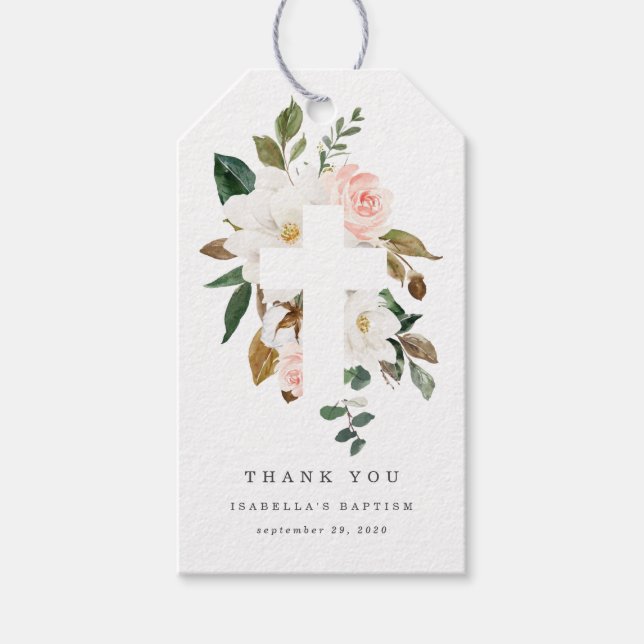 Magnolia Taufe Danke Tag Geschenkanhänger (Vorderseite)