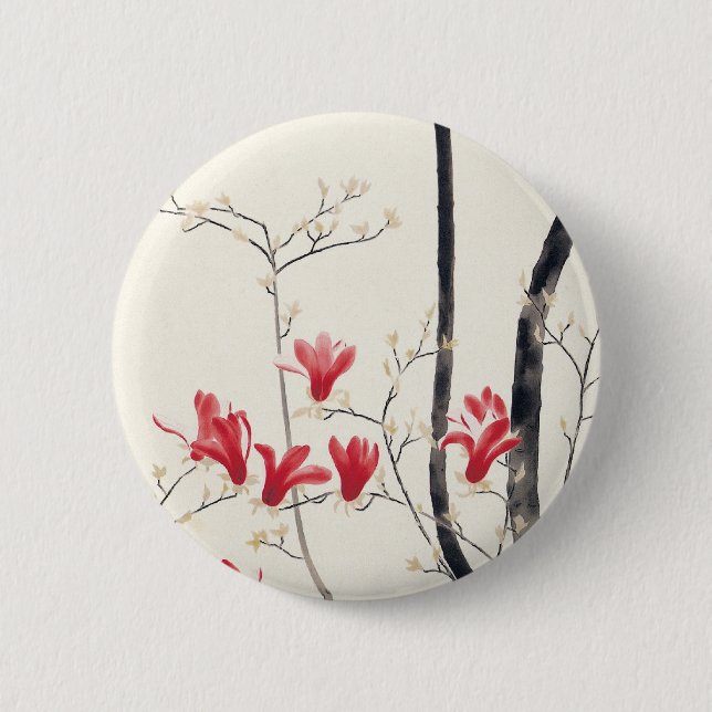 Magnolia Tree von Kobayashi Kokei, Vintage Natur Button (Vorderseite)