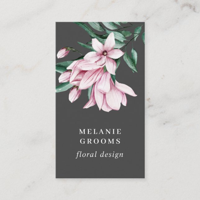 Magnolia und Eukalyptus dunkelgrau, botanisch flor Visitenkarte (Vorderseite)
