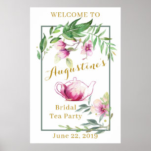 Magnolia und Grüne Bridal Tea Begrüßung Poster