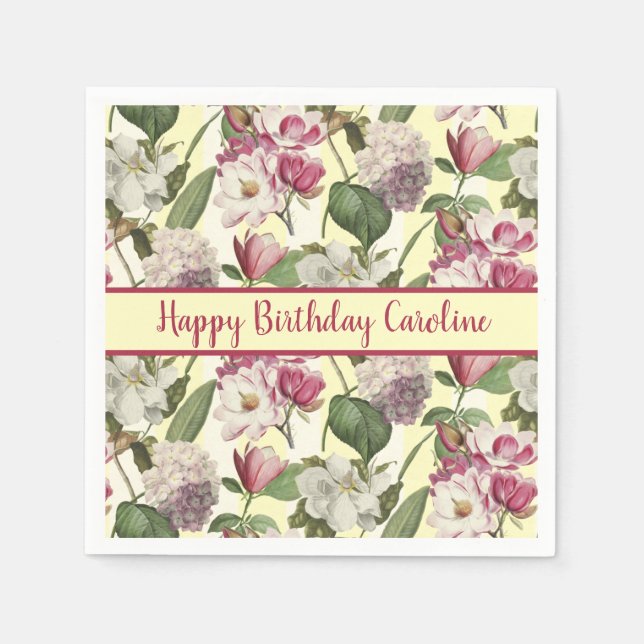 Magnolia und Hydrangea Blume Süd Serviette (Vorderseite)