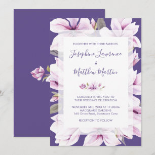 Magnolia Violet Floral Wedding Einladungen