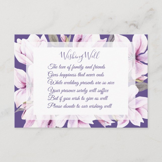 Magnolia Violet Wedding Well Well Cards Begleitkarte (Vorderseite)