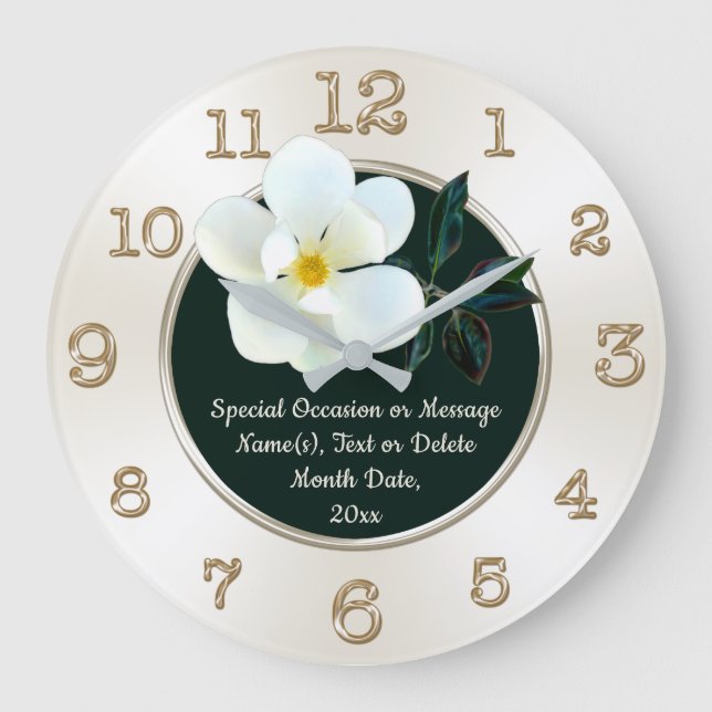Magnolia Wall Clock, Personalisierte Geschenke für Große Wanduhr (Vorderseite)