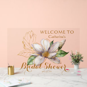 Magnolia Wasserfarbe Lila Brautparty Acrylschild