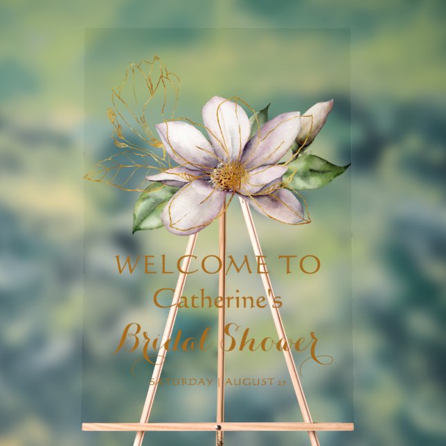 Magnolia Wasserfarbe Lila Brautparty Acrylschild (Neutral)